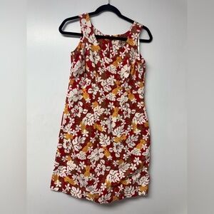 Hilo Hattie Hawaiian Dress Size 8 Red Floral Pineapple Cotton Sundress Luau J
